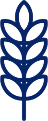 Blue stylized menorah symbol with branching candle arms and a central flame shape on a black background