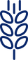 Blue abstract symbol with rounded petals and three vertical bars on a black background