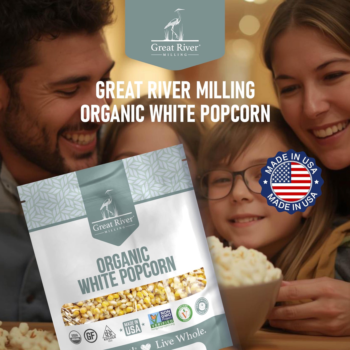 Dark Slate Gray Organic White Popcorn Kernels