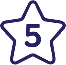 Five point star icon with the number five inside