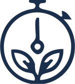 Stopwatch icon with two leaves inside