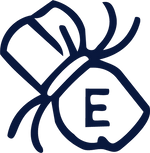 Gift tag icon with letter E