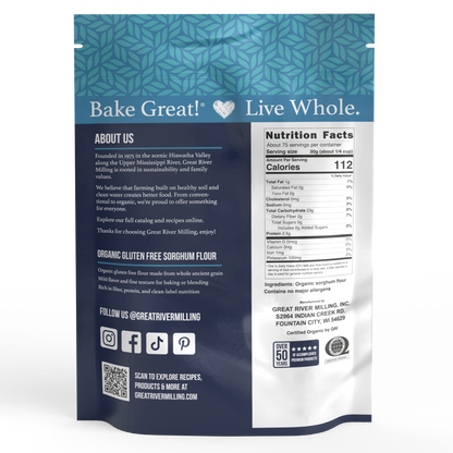 Nutrition Facts and ingredients for Organic Sorghum Flour, 5 lb — Great River Milling.