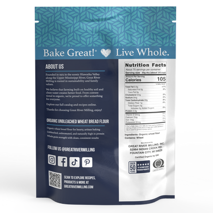 Nutrition Facts and ingredients for Organic Bread Flour, 5 lb — Great River Milling.