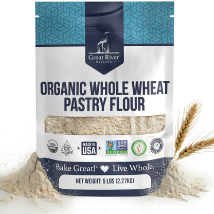 Organic Whole Wheat Pastry Flour, 5 lb package front — Great River Milling.