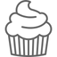 Line art icon of a cupcake